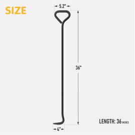 Olympia Tools 5/8 x 36 in. Manhole Cover Hook, for Lifting Manhole Covers & Storm Drain Cover, Versatile Lifting Hooks, Rigid Steel Tool