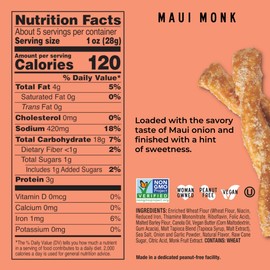 Stellar Snacks Pretzel Braids, Maui Monk Sweet Onion, 5 Oz (Pack of 6), Gourmet Pretzel Sticks, Vegan, Kosher, Non GMO, Peanut Free, Healthy Snack