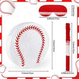 Hooqict Baseball Pinata with Blindfold and Bat Sports Pinata for Kids Boys Baseball Themed Birthday Party Decorations Supplies