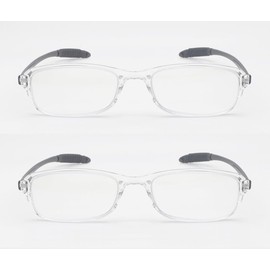 Mcoorn Reading Glasses Lightweight Flexible for Men with Case, Square Reading Glasses Blue Light Filter for Mobile Phone/Computer, 2 transparent