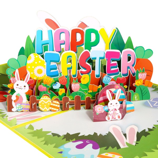 Kesote Happy Easter Pop Up Card with Envelope, 3D Greeting