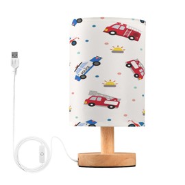 Fire Truck Police Ambulance Car Table Lamp for Bedroom Bedside Lamp Desk Lamps Cylinder Nightstand Lamp for Living Room Office Decor