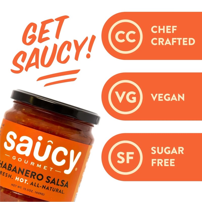 Saucy Gourmet Salsa Habanero 15.5 oz (Pack of 6)