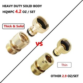 HQMPC HQMPC Garden Hose Quick Connect Solid Brass Quick Connector Garden Hose Fitting Water Hose Connectors 3/4 inch GHT (2SETS)