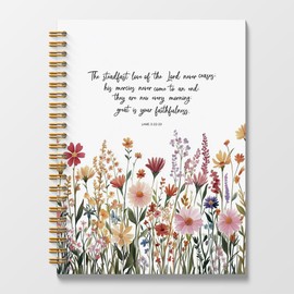 Poecinvi Floral Christian Notebook Journals for Women, His Mercies Are New Every Morning Bible Prayer Journal for Women, Faith Based Gifts, Bible Verse Scripture Floral Spiral Notebook 5.5x8.3 Inch