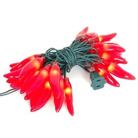 Novelty Lights CP-35 Chilli Pepper Mini Light Set, Red, Green Wire, 35 Light, 11' Long