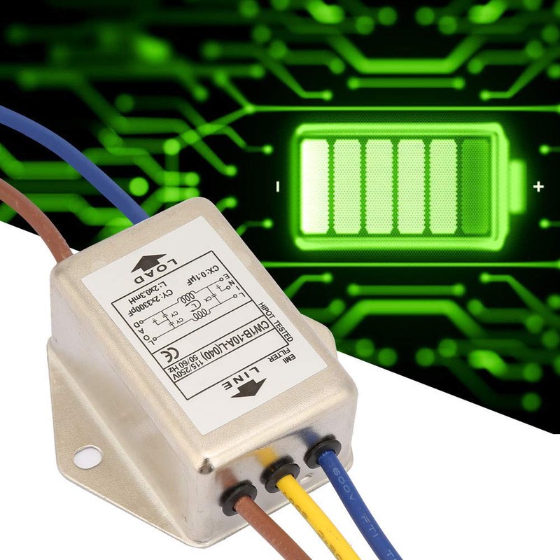 EMI Mains Filter 230V, CW1B-10A-L(040) Single-Phase Filter for 115V/250V, 10A,