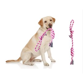 Flossy Chews Rope Tug Dog Rope Toys for Large and Medium Aggressive Chewers, Heavy Duty for Large Breed, Indestructible Dog Chew Toys, Tug of War, 100% Cotton Teeth Cleaning (Pink White, Large 17.8")