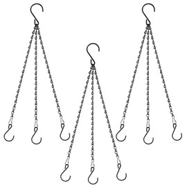 RIFNY Black Hanging Basket Chain, 20Inch Decorative Plant Hanging Chains with Hooks, Adjustable Replacement Plant Hanger Chain 3 Point to Hang Planters Flower Pots Bird Feeders Lantern Lamp, 3Packs