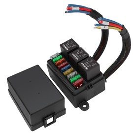 Weasch 12V Pre-Wired Fuse Relay Box, 3 Relays and 9 ATC/ATO Blade Fuses, 4-Pin 40A Relay Block and Kit, for Cars Truck Marine Boat Jeep