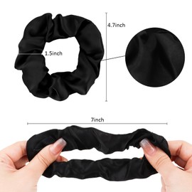16 Pcs Satin Scrunchies Bridesmaid Proposal Gifts Hair Ties Scrunchies for Women Girls Bachelorette Party Favors (Black)