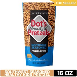 Dot's Pretzels Southwest Seasoned Pretzel Twists, Healthy Kids Snacks, 16oz Bag