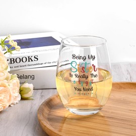 Futtumy Sister Gifts from Sisters Brother, 17 OZ Sister Wine Glass, Sister for Christmas Birthday Mothers Day, Soul Sister Gifts for Women, Big Little Sister Gifts for Girls Bestie