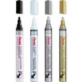 Pentel Permanent Pigment Ink Paint Marker Pens - MMP10 - Contained in Cardboard Wallet (Essential Wallet of 4)