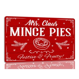 Mrs Claus Mince Pies Tin Sign Funny Christmas Metal Signs Retro Santa Sign Christmas Wall Art Decor For Home Cafe Shop 8x12 Inch