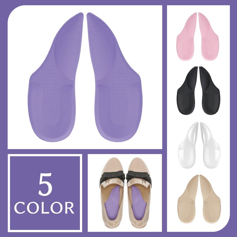 PhoenixSole かかと用 インソール 低反発クッション素材／ 衝撃吸収＜長期保証45日間＞中敷 インソール (パープル:2足)