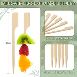 200 Cocktail Picks, 3.5 IN Small Bamboo Skewers for Appetizers, Cupcake Topper Sticks, Flat Paddle Wood Fancy Toothpicks for Appetizers Drinks Food Sandwich Fruit Charcuterie Boards Accessories Party