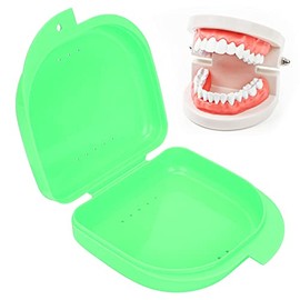 Estuche Protector con Ventilación y Tapa para Dentaduras Postizas - Estuche Ortopédico de Plástico Verde