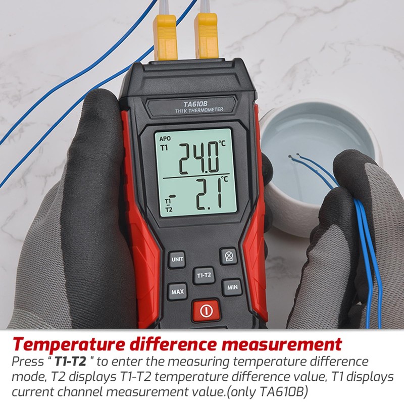 AOOFCMLLC Thermocouple Thermometer, Digital Dual Channels Thermocouple with 4 K-Type