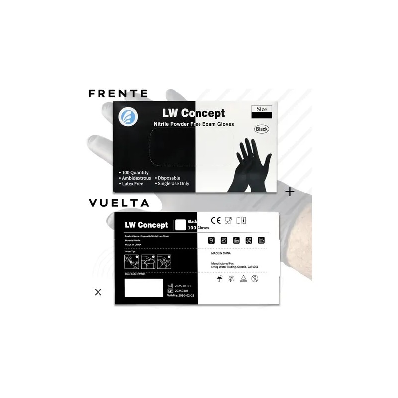 Guantes Nitrilo Concept Negros Talla 100 Unidades
