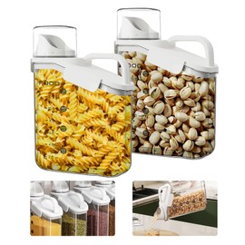 LANGMINGDE 2 Pieces Cereal Containers Storage, 2L/68oz Airtight Large Dry Food Storage Containers with Pouring Spout Measuring Cup for Snacks Grain Rice,BPA Free Dispenser Plastic Bin