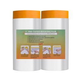 LLPT Tape and Drape Pre-Taped Masking Film | 2-Pack | Versatile Painter's Plastic Drop Cloth for Auto Wall Furniture Painting and Spraying Protection (MFTO1433) | 140cm(Unfolded) x 33m