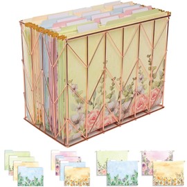 Global Printed Products Deluxe Designer Hanging File Folder Kit, Includes Metal Hanging Basket, 12 Hanging Folders, 24 File Folders, 1/3 Cut Tab, Assorted Positions, Letter Size (Watercolor Floral)