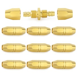 ChillWaves Brass Pneumatics Reusable Replacement Fitting，Reusable Hose Splicer 1/4" ID Hose x 1/4" ID Hose（1/4" Barb）Repair Fitting(10-PACK)
