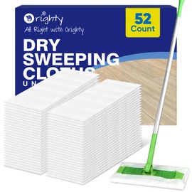Orighty Dry Sweeping Cloths, Mop Pads Refills Compatible with Swiffer Sweeper, 52 Count Disposable Duster Refills for Floor Mopping and Cleaning