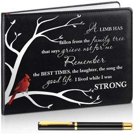 Yingzhao Memorial Funeral Guest Book with Pen 144 Pages Cardinal Funeral Guest Sign in Book for Memorial Service Celebration of Life Party Supplies in Loving Memory(A Limb)
