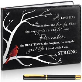 Yingzhao Memorial Funeral Guest Book with Pen 144 Pages Cardinal Funeral Guest Sign in Book for Memorial Service Celebration of Life Party Supplies in Loving Memory(A Limb)