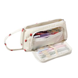 OZAOZ Large Pencil Case Pouch School Supplies Aesthetic Stationery Pen Bag for Girls Kids (D Beige strawberry)