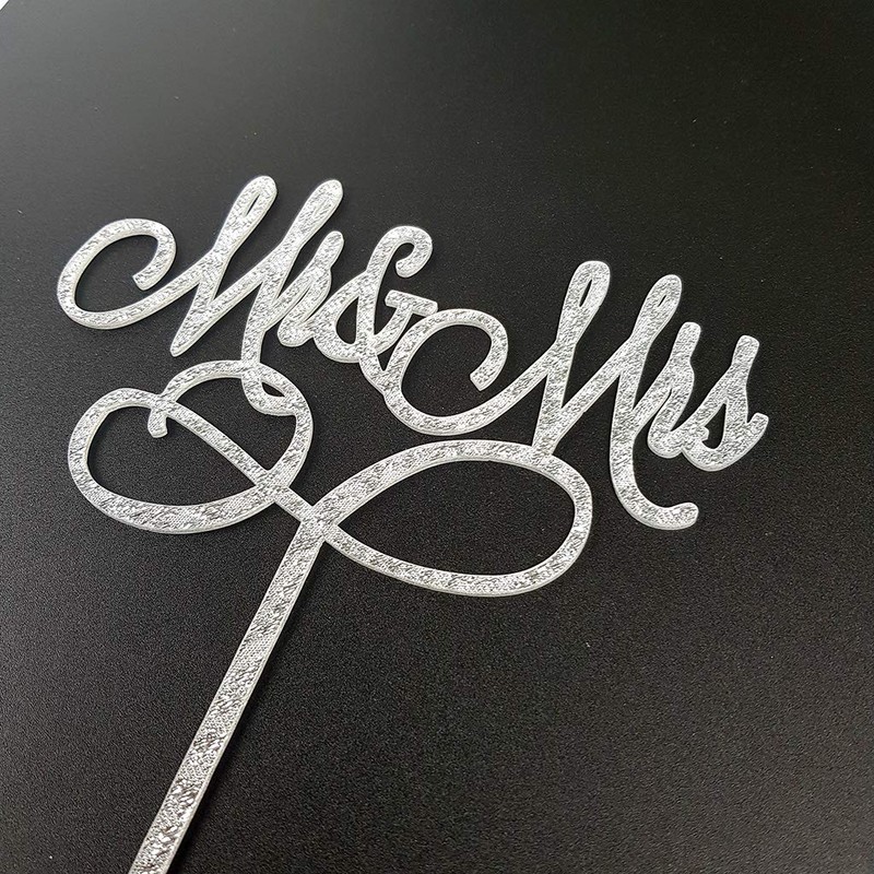 Decoración para tarta con texto en inglés «Mr and Mrs»