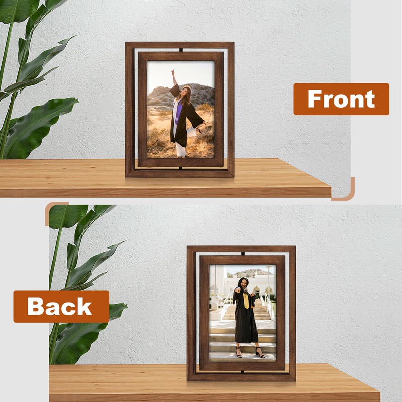 Egofine 2 Pack 6x8 Rotating Floating Picture Frames,Double-Sided Display with