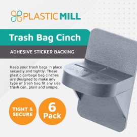 PlasticMill Trash Bags Cinch, Putty, 6 Pack, To Hold Garbage Bags In Place.
