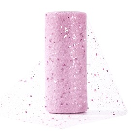 Tulle Fabric 15 cm x 25 Yards Glitter Tulle Decorative Fabric with Small Sequins Decorative Fabric Tulle Roll for Wedding Party Banquet Decoration Craft Wedding Table Decoration Gift Bow Tulle Ribbon