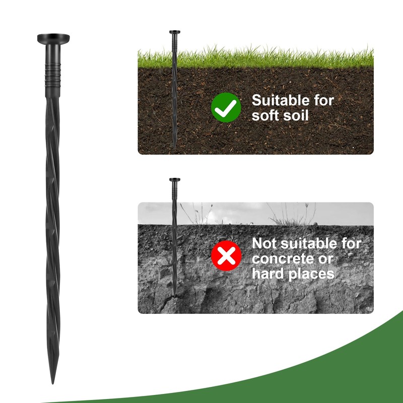 100 Pack Plastic Landscape Anchoring Stakes Plastic Edging Garden Spikes