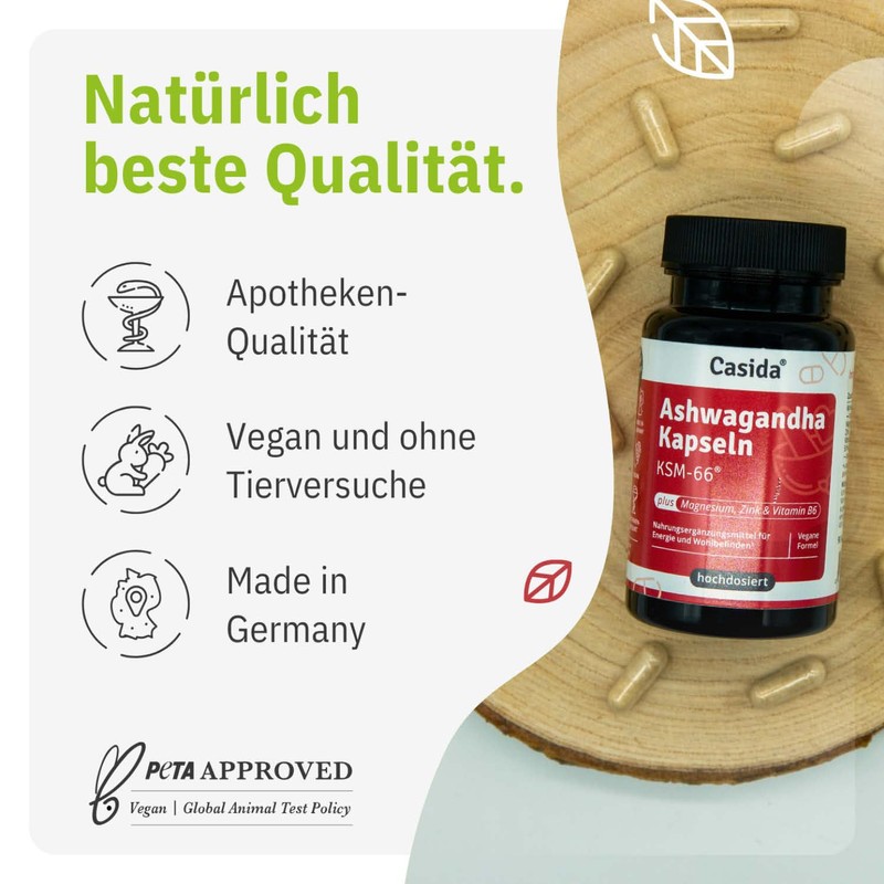 Casida® Ashwagandha Capsules KSM-66® Plus Magnesium, Zinc and Vitamin B6