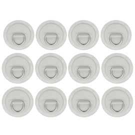 PATIKIL 3.1" Paddle Board D Rings, 12 Pcs Stainless Steel D-Ring PVC Patch Pad No Glue Include for Raft Kayak Inflatable Boat Surfboard, Gray