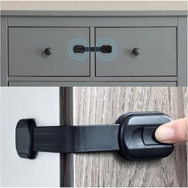 SAFENEST Child Proof Cabinet Locks (5 Pack Black) 3M Adhesive for Cabinets and Drawers, Fridge, Drawer Locks Baby Proofing, No Drilling; Alcohol Prep Pads Included