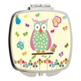Island Gifting - Patchwork Owl Illustrated - Square Compact Mirror - Travel Mirror