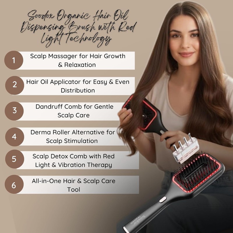 Soodox Organic Hair Oil Dispensing Brush Black
