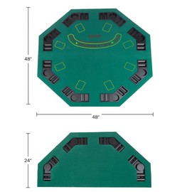 Trademark Poker 48-Inch Poker Table Top and 500 Chips Set – Foldable Topper with Space for 8 Players and Poker Chip Set with Case, Cards, and More