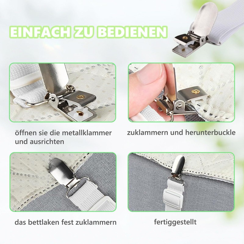 AUXHCYL 8 Stück Bettlakenspanner Verstellbar, 30-130cm Bettlaken Spanner, Spanngurte für