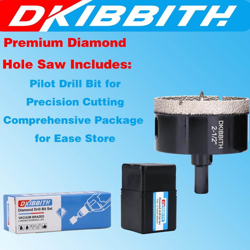 2-1/2" Diamond Hole-Saw Bits with Pilot Drill Bit - 2.5"