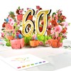 60th Flower Birthday Pop Up Card for Women – Elegant