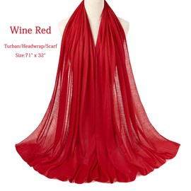 African Scarfs for Women Head Wraps Stretch Turban Jersey for High Ponytails Bun Styles Headbands Wine Red