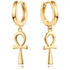 DREMMY STUDIOS Gold Ankh Cross Earrings for Women 14K Gold