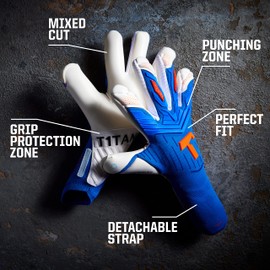 T1TAN Alien Gravity Blue 2.0 - Soccer Goalie Gloves - Mixed Cut and 4mm Gecko Grip - Size 10