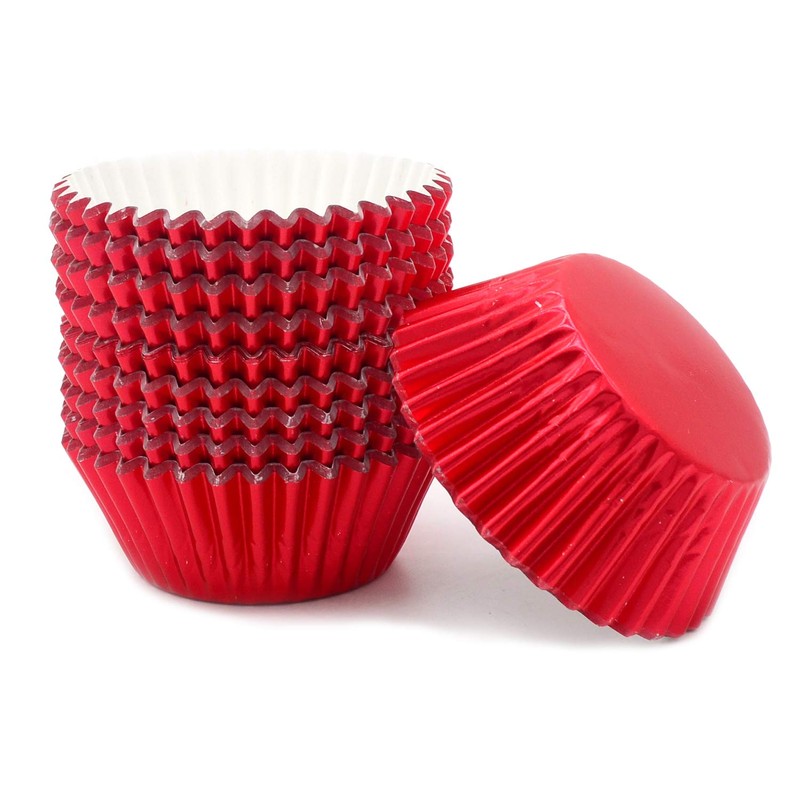 Mombake Standard Red Foil Cupcake Cases Muffin Baking Cups for